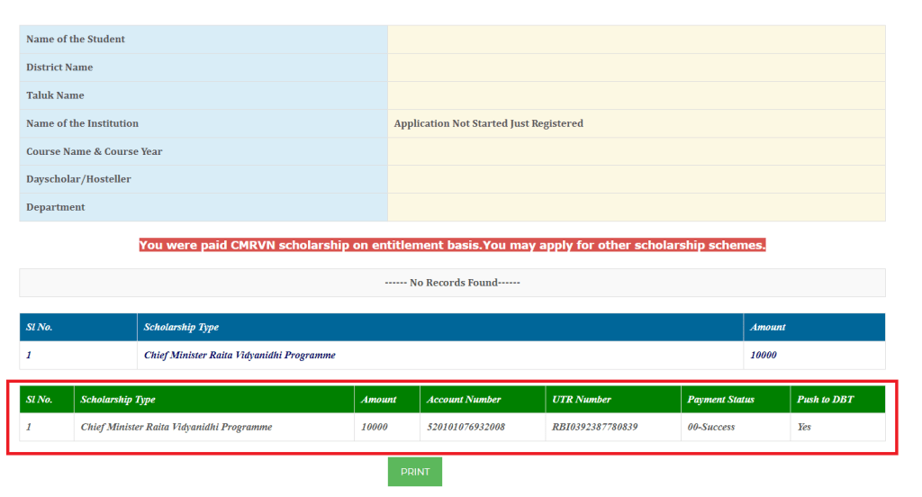 ssp scholarship sanction list status 2022 and 23